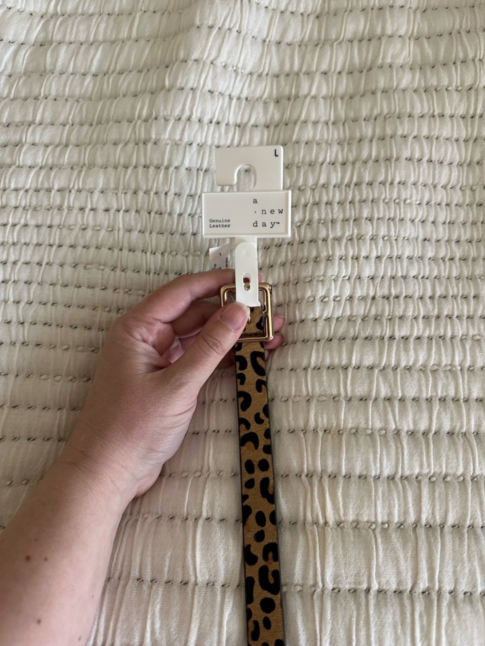 a new day Leopard-Print Belt with Gold Buckle